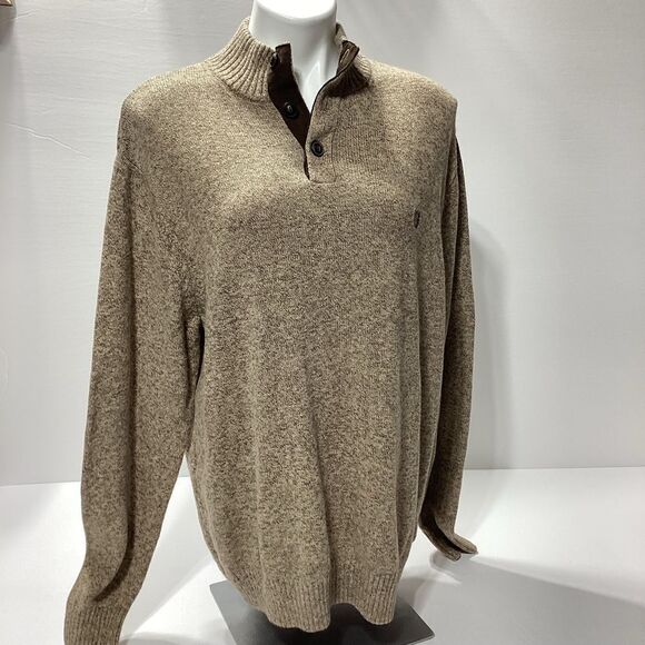 Chaps Men's Sweater Patch Elbows 3 Button Knit Henley Pullover L - Picture 6 of 12